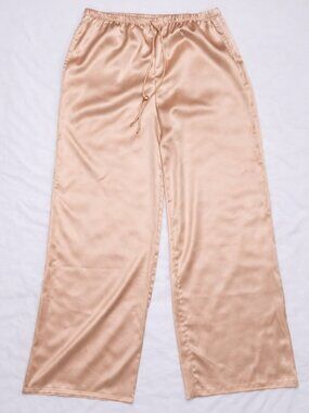 Ripe Satin Wide Leg Lounge Pants | Blush Pink | Size L